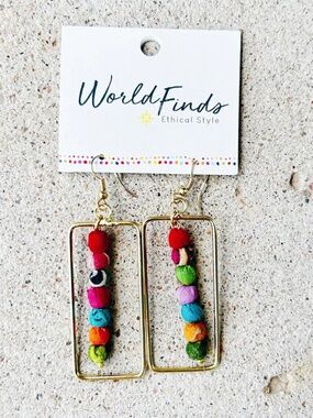 World Finds Fair Trade Framed Kantha Earrings